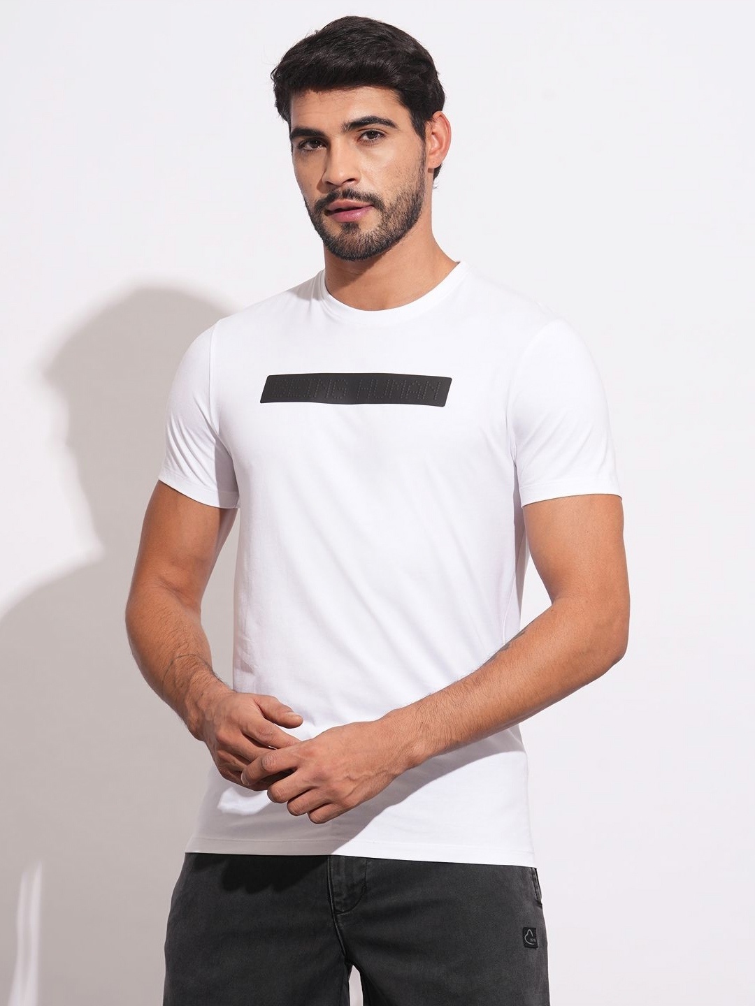 

Being Human Men Brand Logo Printed Slim Fit T-shirt, White