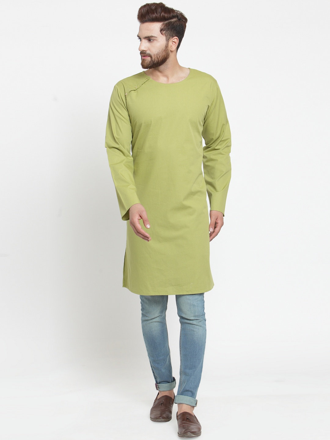 

Moda RapidoRound Neck Straight Cotton Kurta, Green