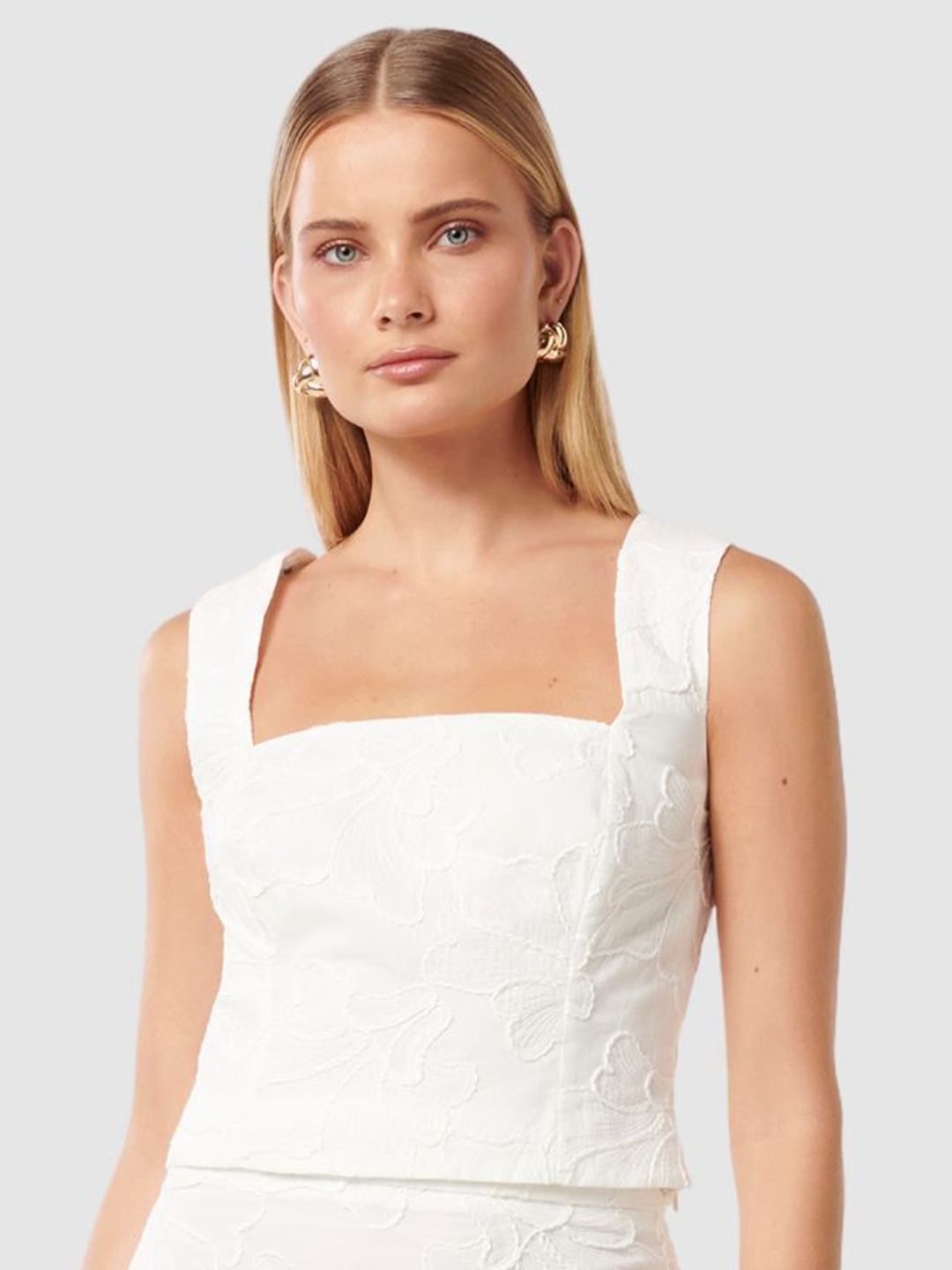 

Forever New Cotton Tank Crop Top, White