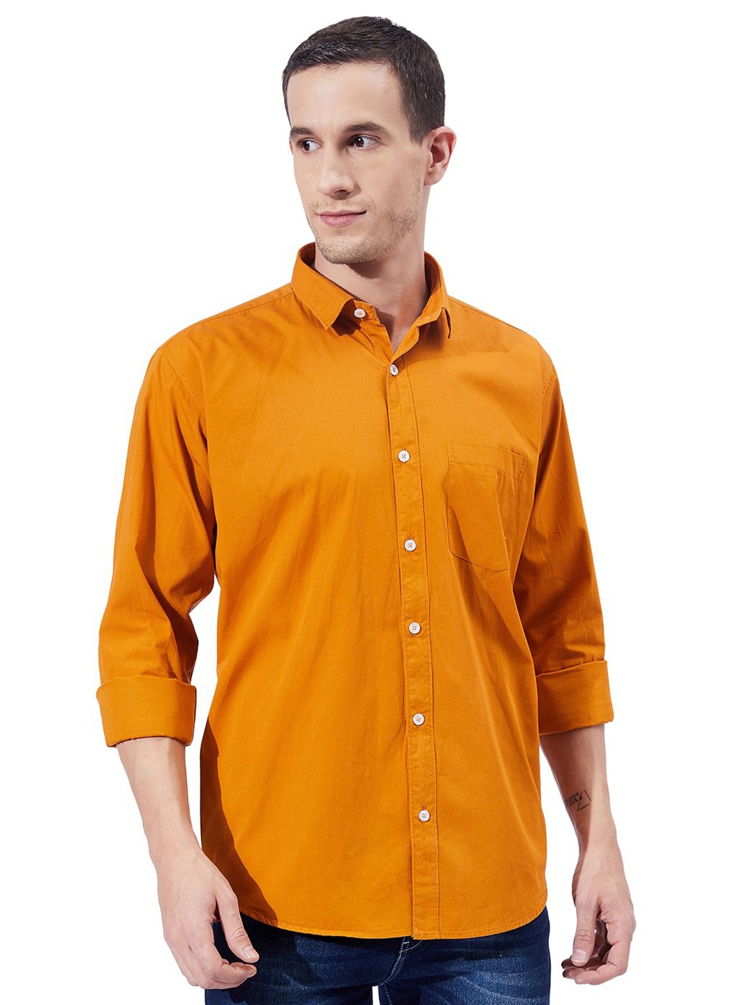 

Ben Martin Men Standard Slim Fit Opaque Casual Shirt, Tan