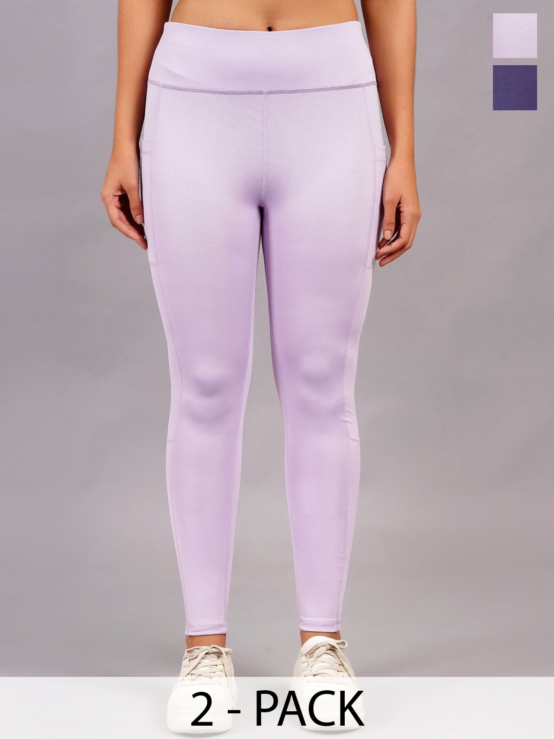 

Kyk Pack Of 2 High Waisted Ankle Length Tights, Lavender