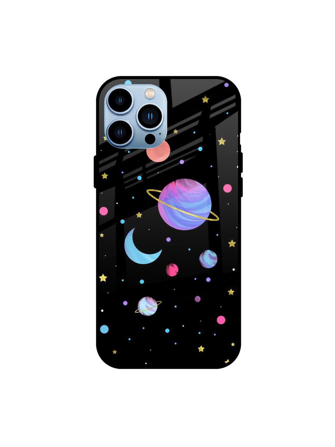 

QRIOH Planet Play Printed iPhone 13 Pro Back Case, Black