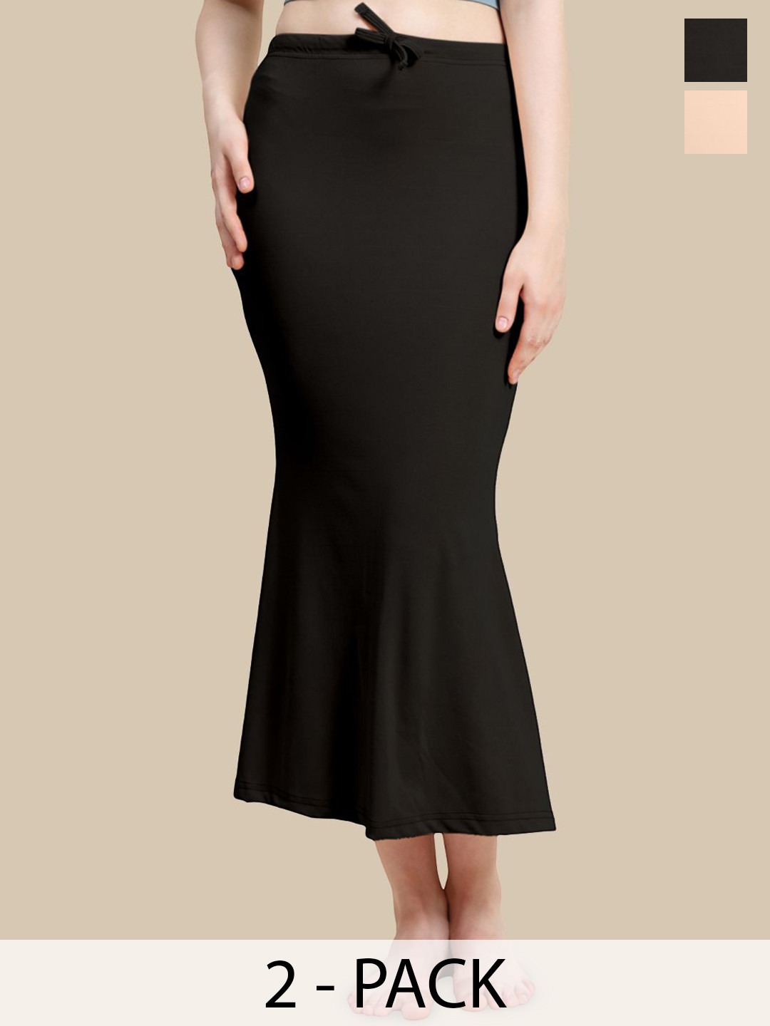 

Jaanvi Pack Of 2 Fish-Cut Saree Shapewear, Black