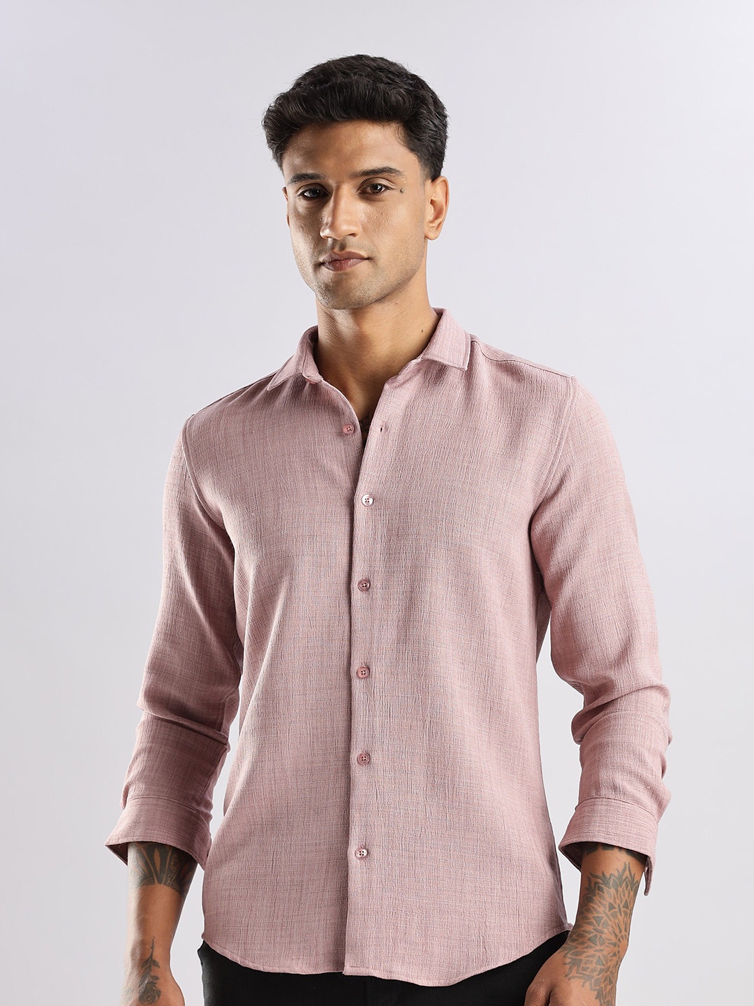 

THE BEETEL HOUSE Men Air Like Linen Vintage Regular Slim Fit Casual Shirt, Pink