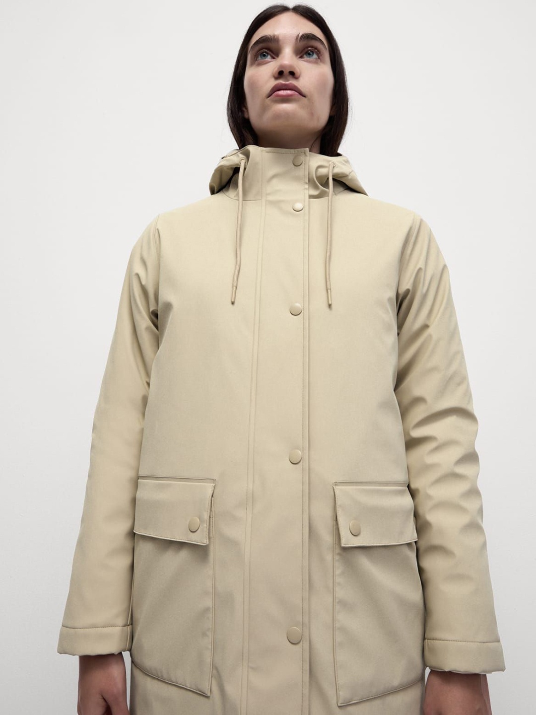 

Marks & Spencer Rubber Hooded Funnel Neck Raincoat, Beige
