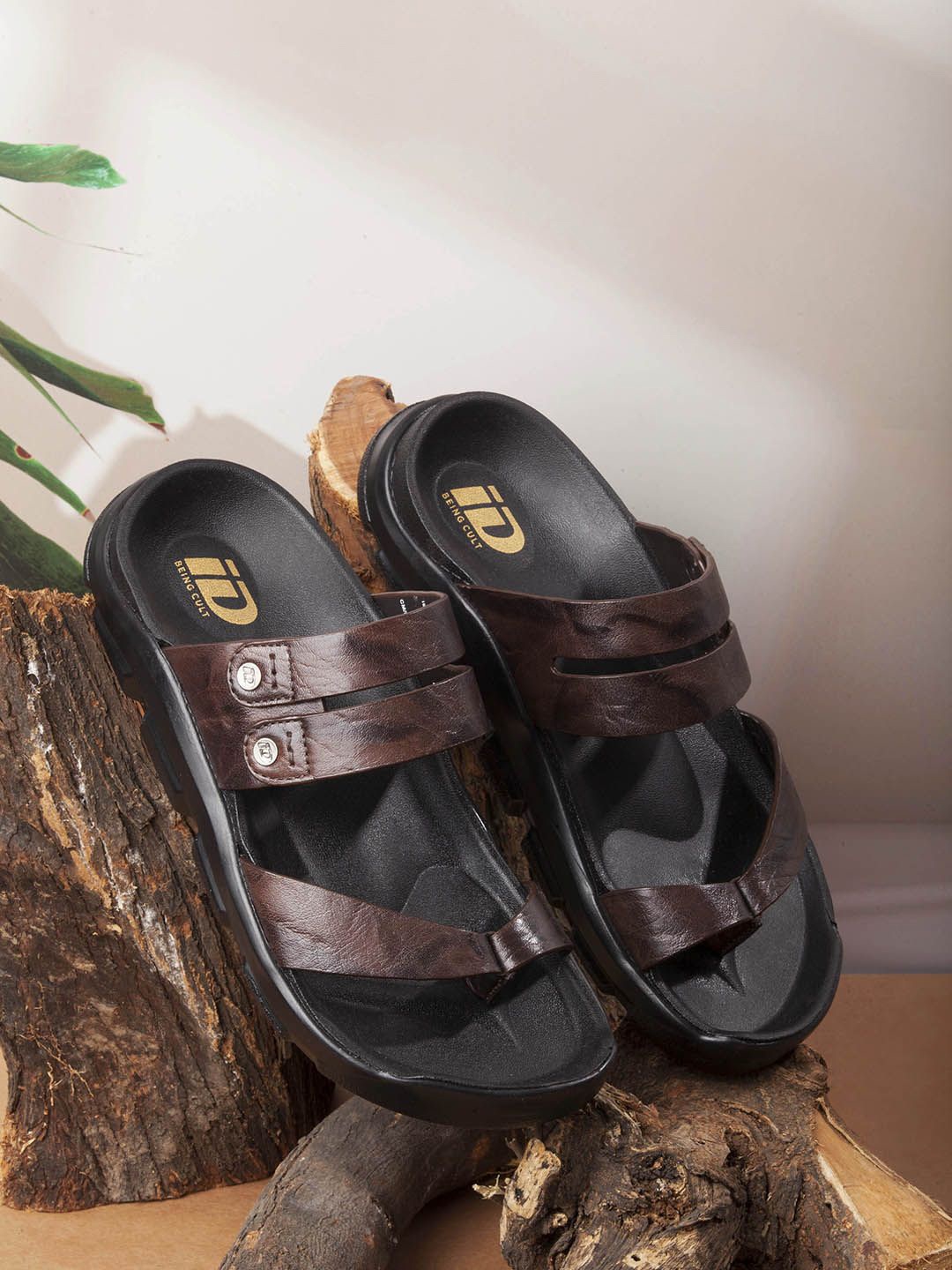 

ID Men Leather Comfort Sandals, Brown