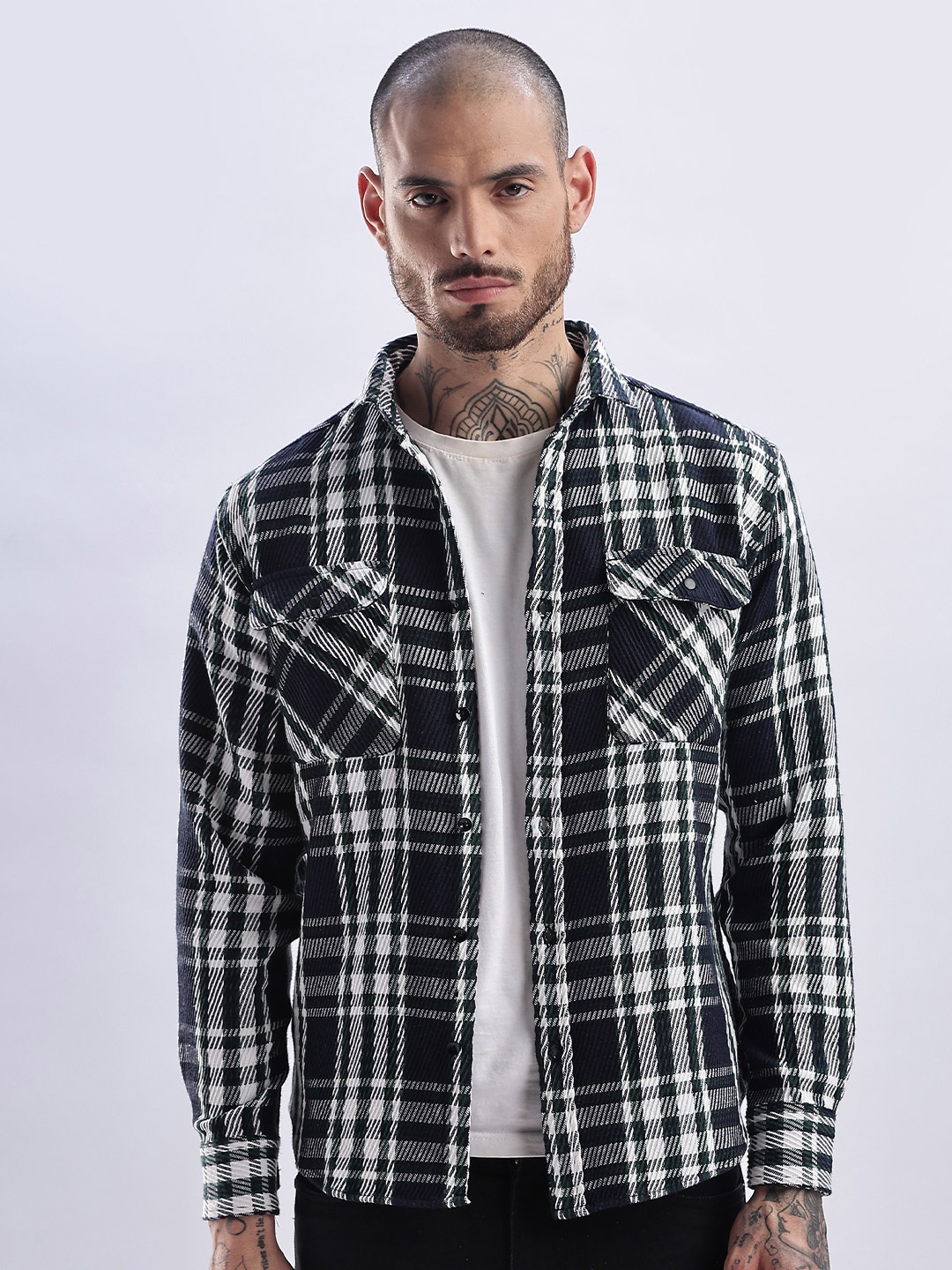 

THE BEETEL HOUSE Men Flannel Regular Slim Fit Casual Shirt, Black