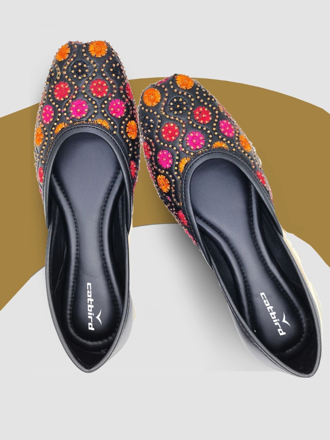 

CATBIRD Women Ethnic Mojaris Flats, Black