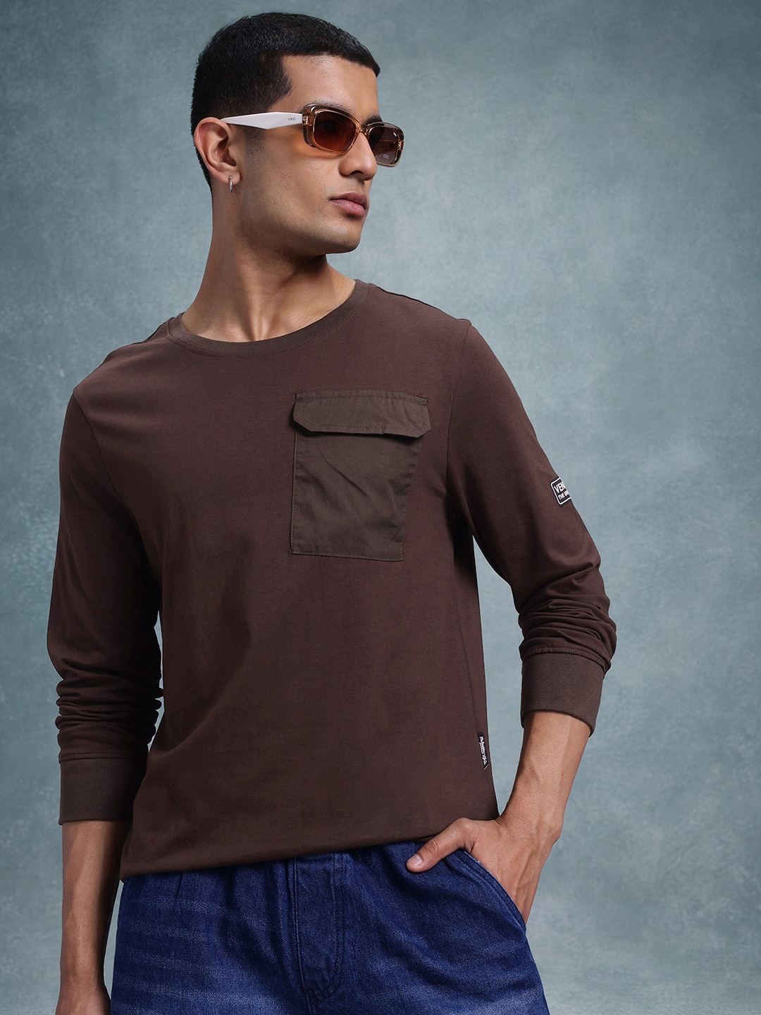 

The Roadster Life Co. Relaxed Fit Pure Cotton T-shirt, Brown