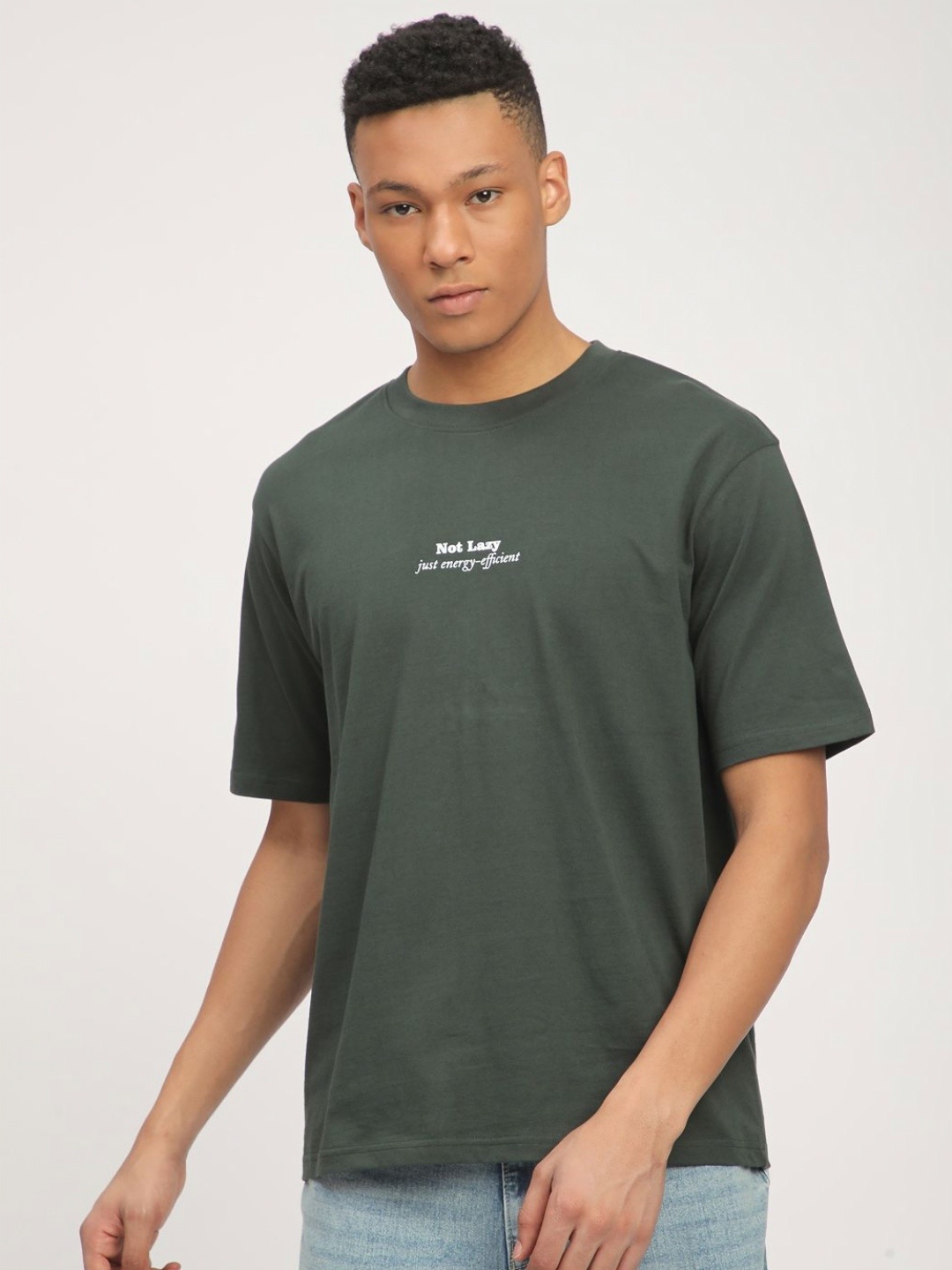 

R&B Men Printed Applique T-shirt, Green