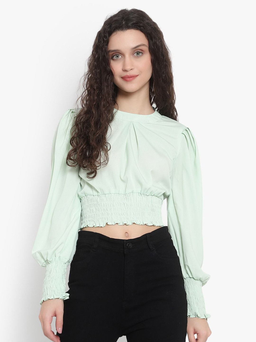 

PYRAMID FASHIONS Crepe Top, Green