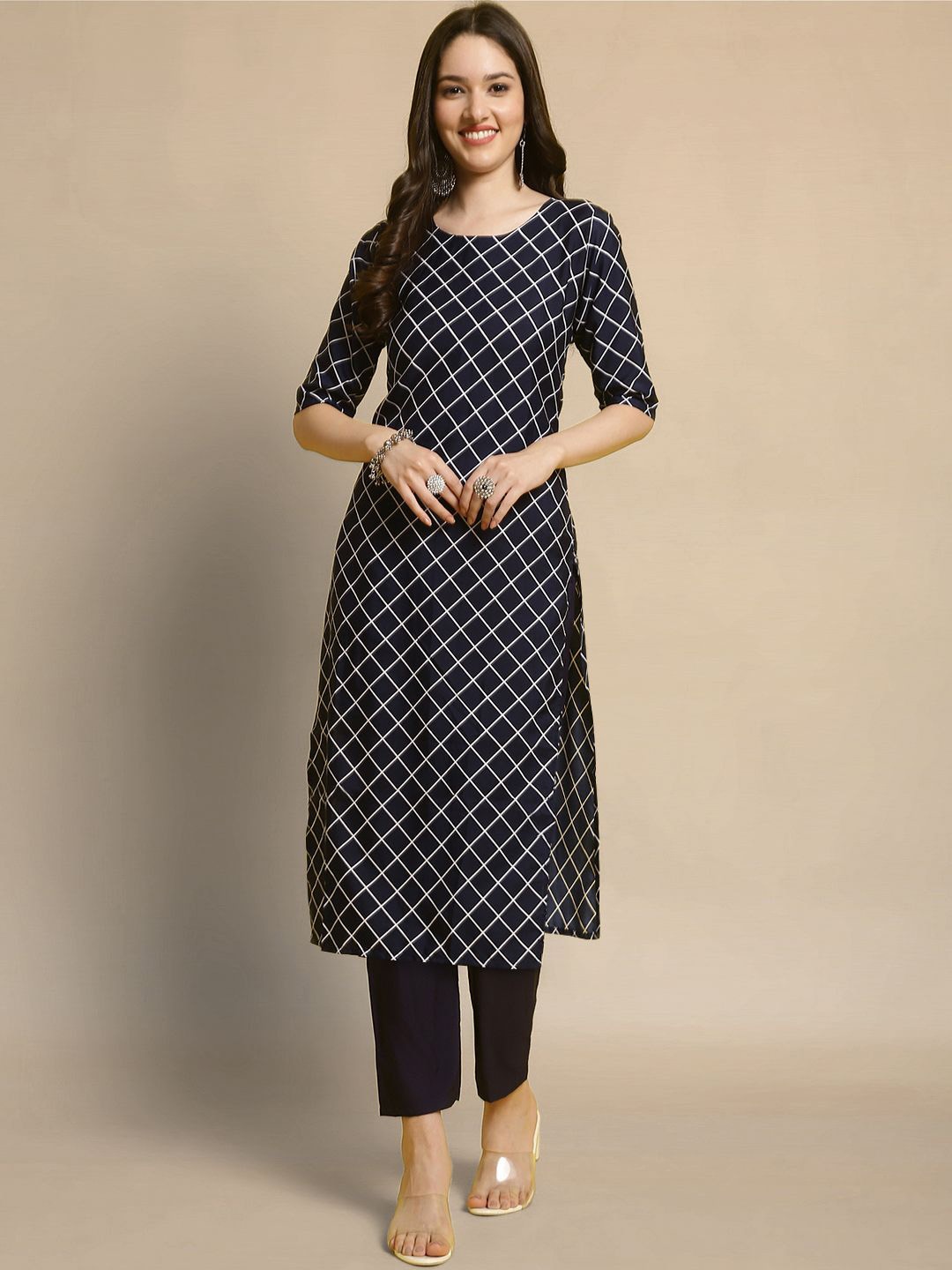 

Moda Rapido Geometric Printed Straight Kurta with Trouser, Blue