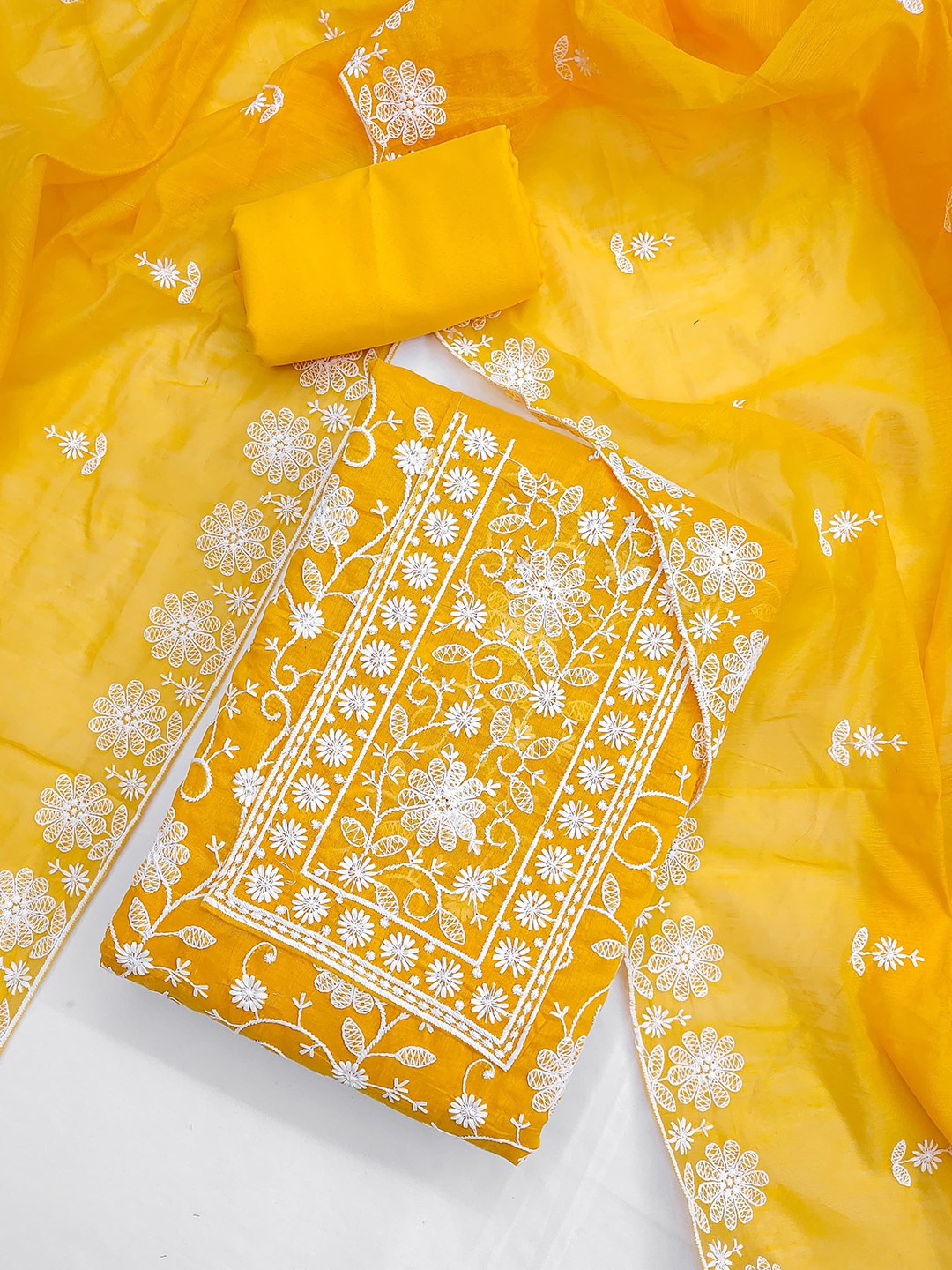 

Rangtulika Ethnics Embroidered Unstitched Dress Material, Yellow