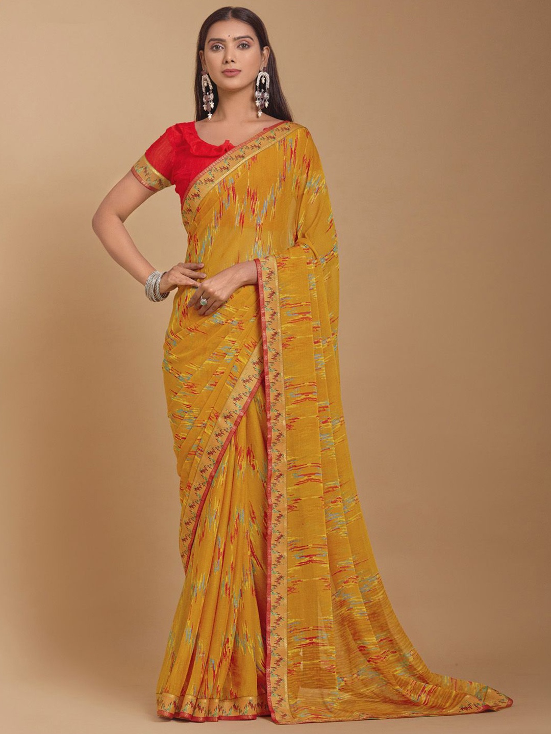 

Anouk Rustic Poly Chiffon Bagh Saree, Yellow