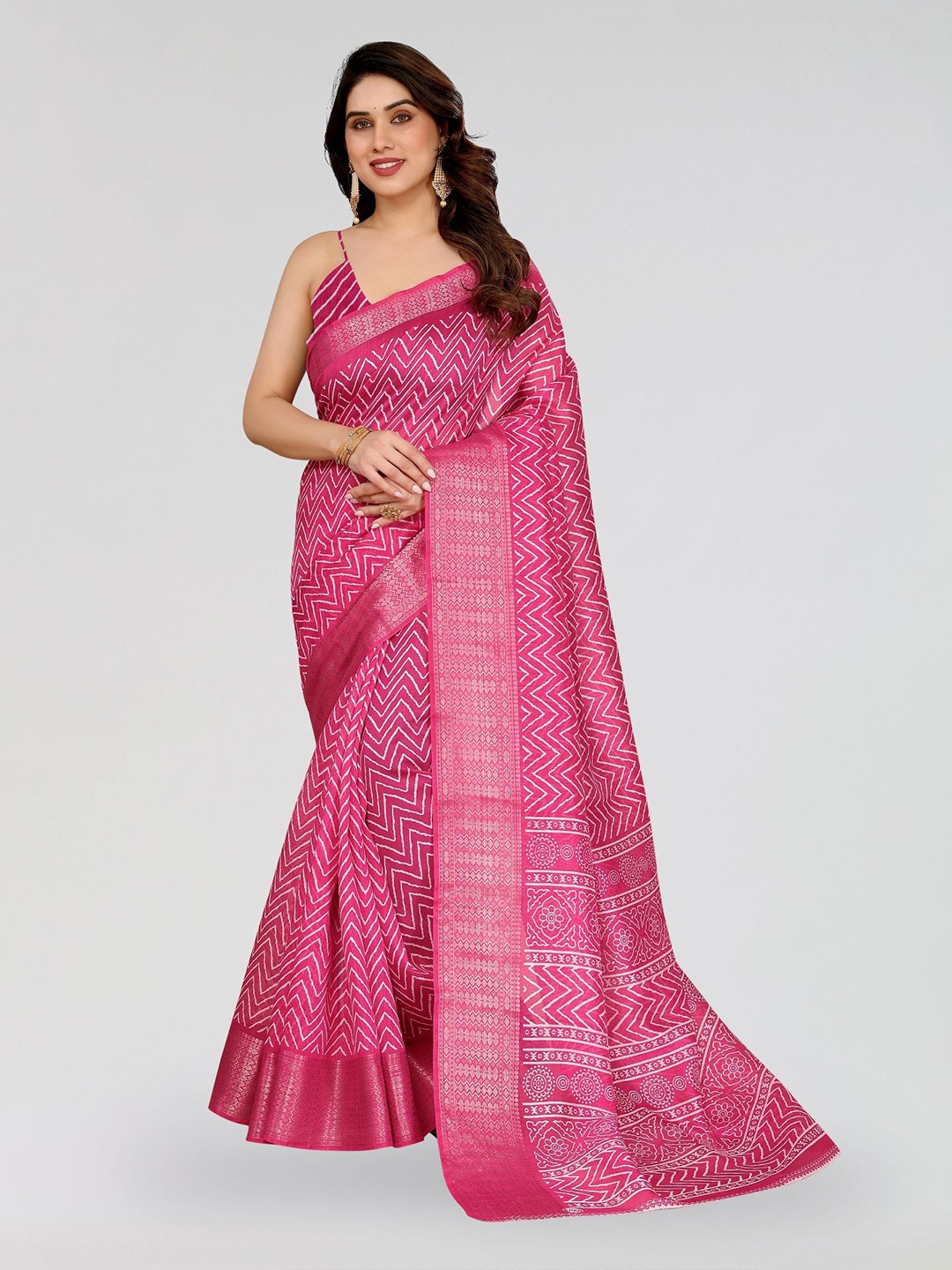 

Moda Rapido Zari Saree, Pink