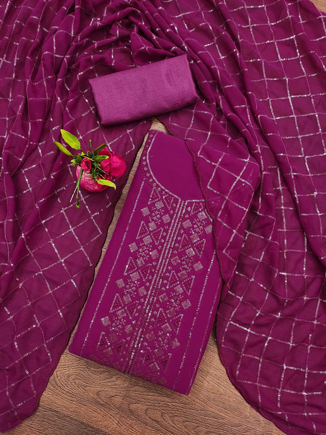 

Rangtulika Ethnics Motifs Embroidered Sequinned Unstitched Dress Material, Purple