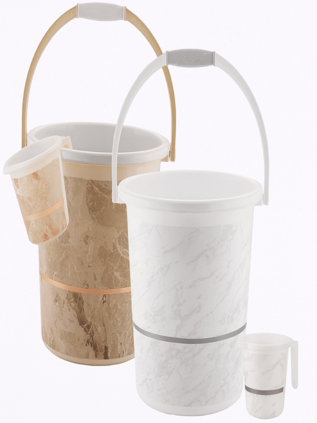 

NABHYA White And Brown 4 Pieces Printed Bathroom Accessories Set