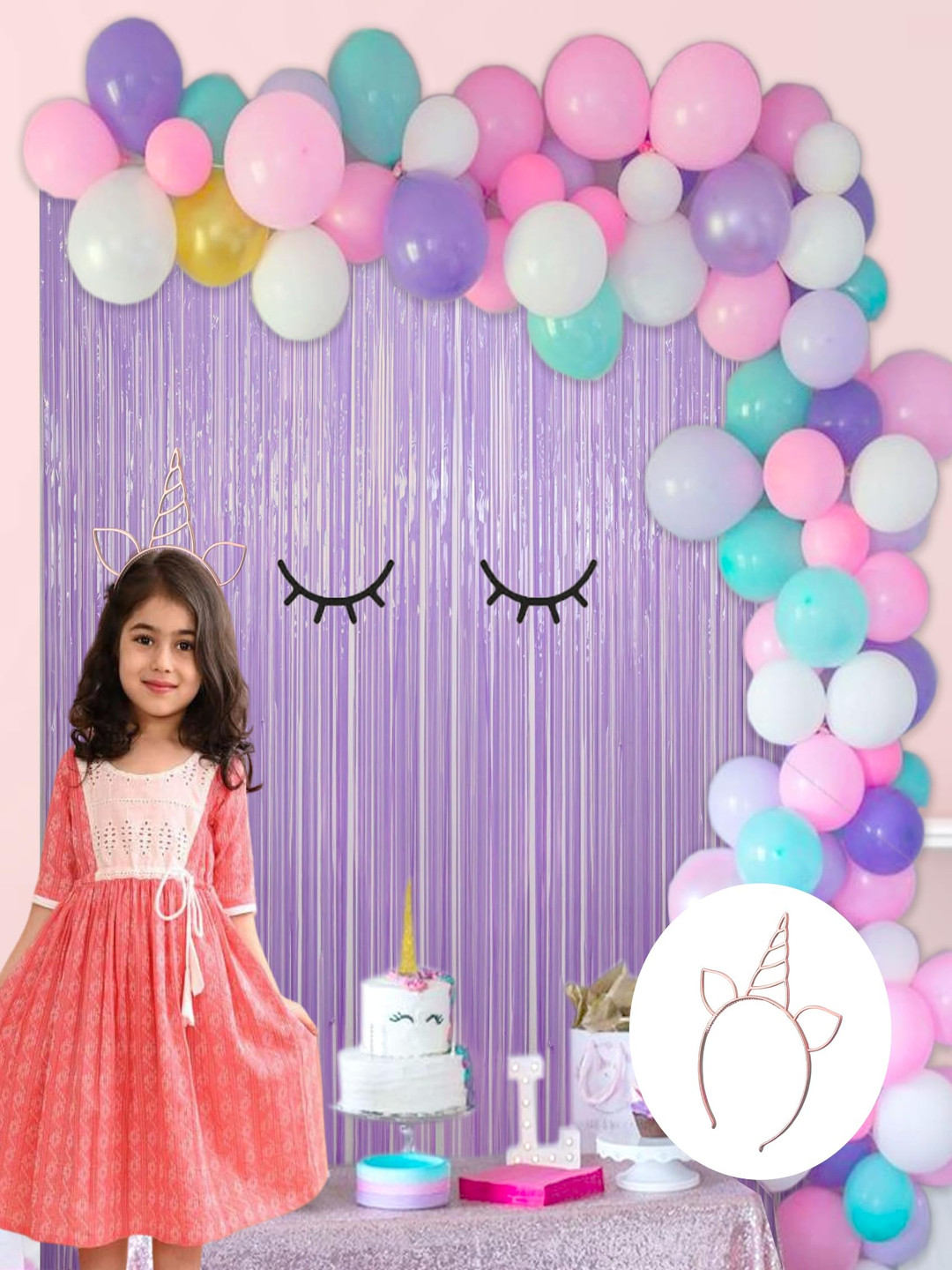 

Special You 66 Pcs Purple & White Birthday Decorations, Pink