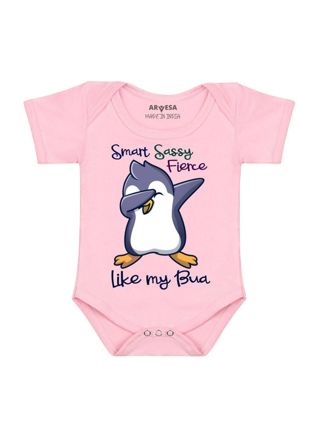 

Arvesa Kids Smart Sassy Like My Bua Printed Romper, Pink