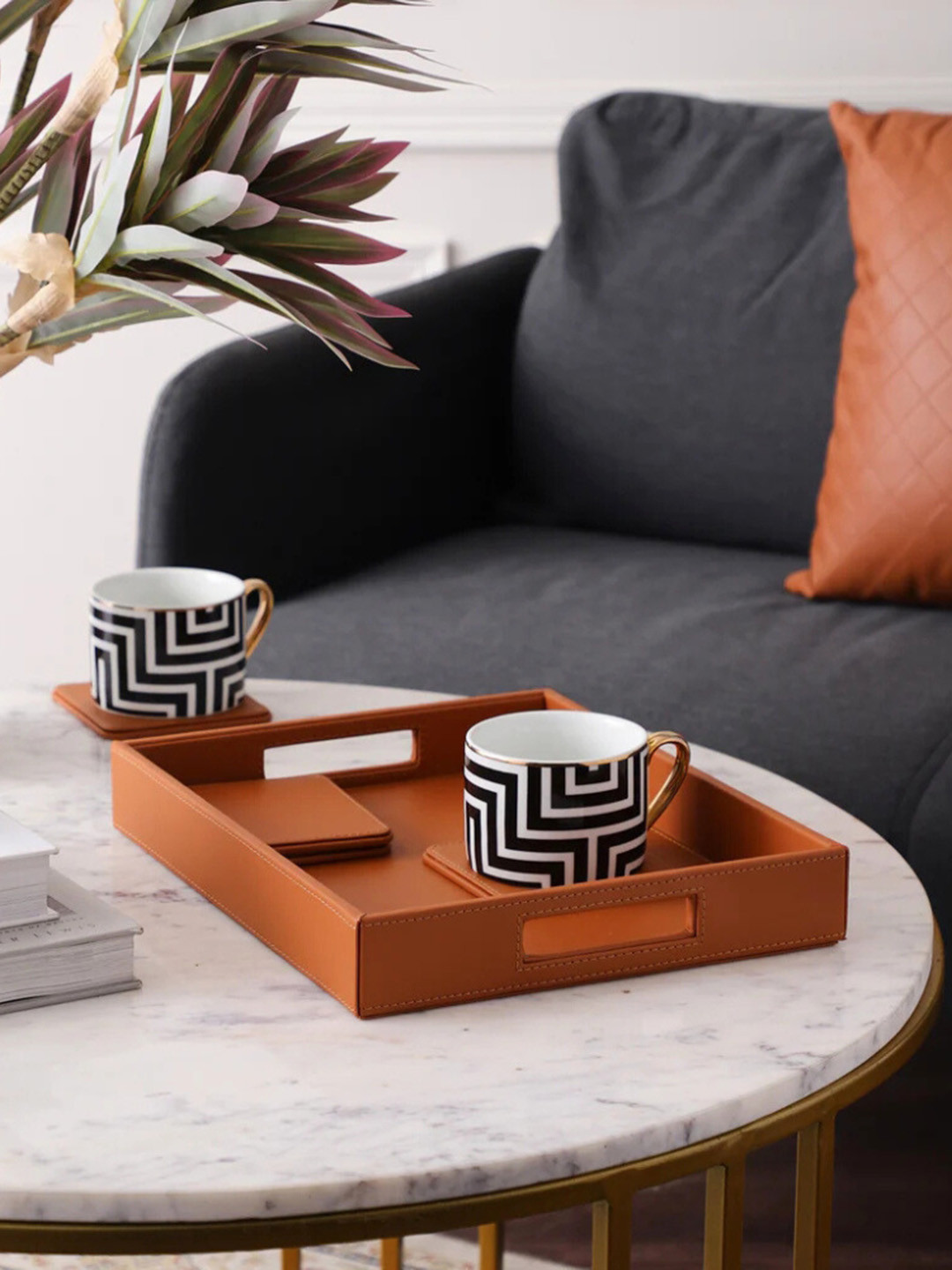 

Sammsara Thea Tray with 4 Coasters Set, Tan