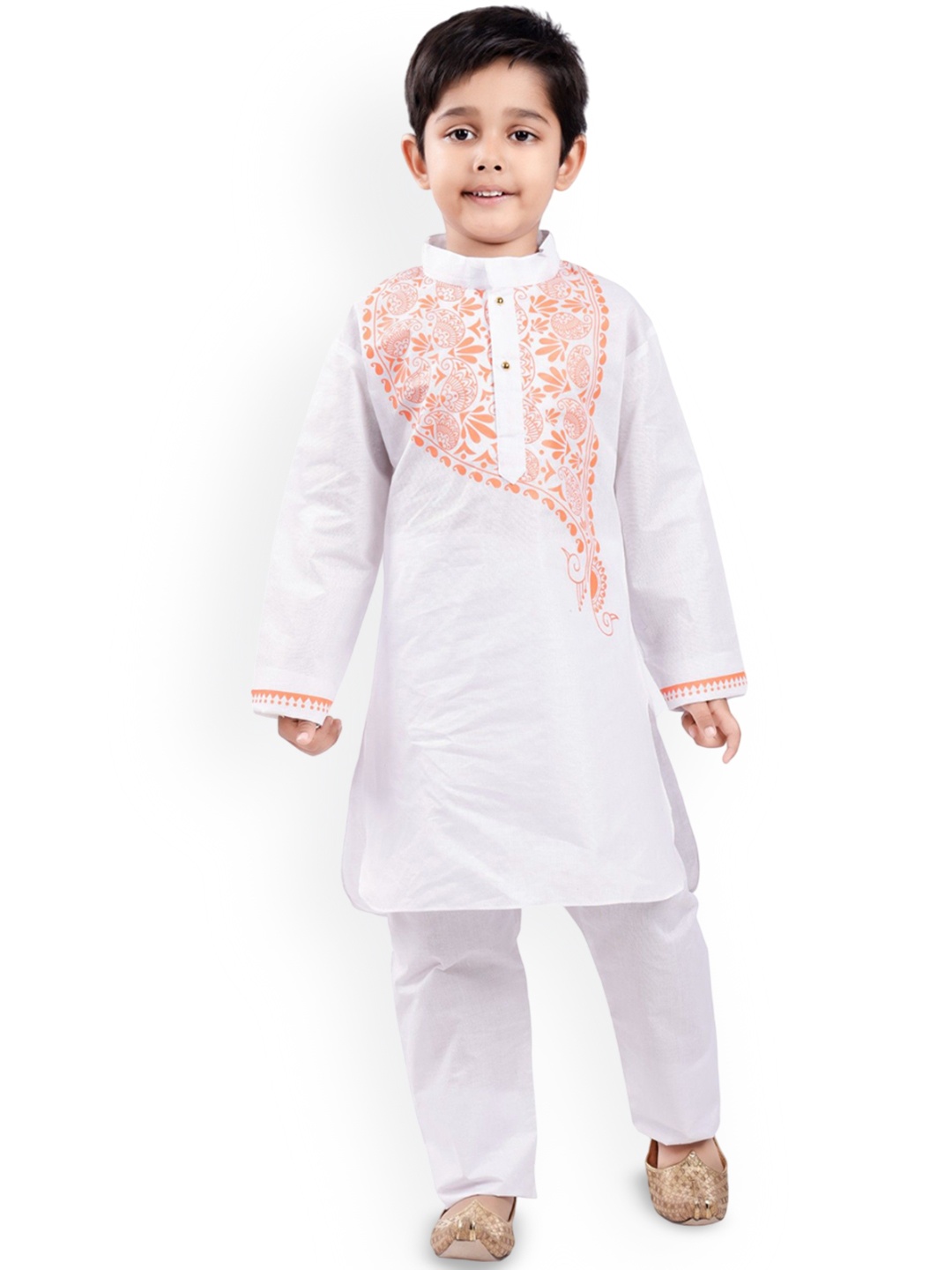 

BAESD Boys Ethnic Motifs Printed Kurta With Trouser, White