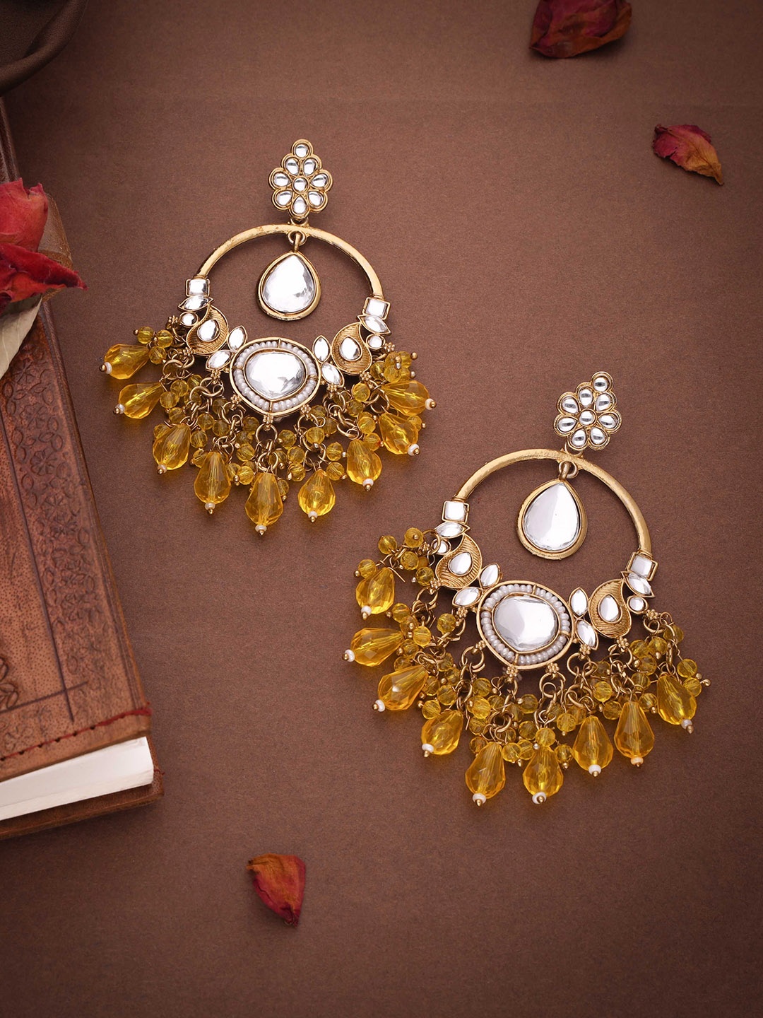 

Lyriss Diamond Shaped Jhumkas Earrings, Gold