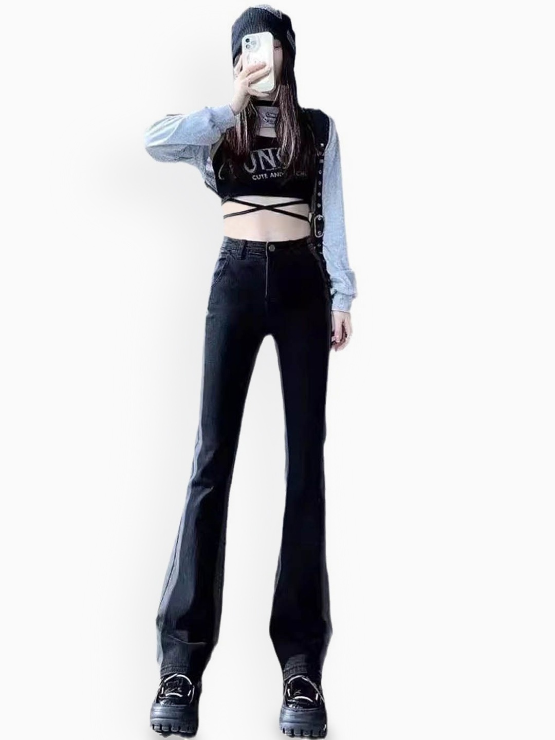 

StyleCast Women Low Distress Jeans, Black