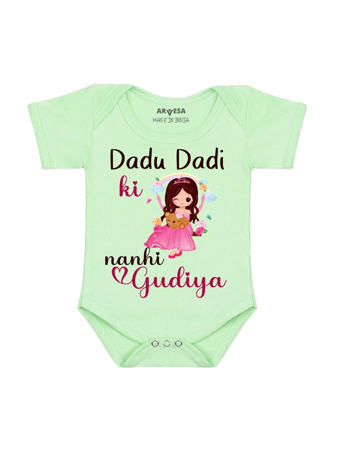

Arvesa Kids Dada Dadi Ki Nani Gudiya Printed Romper, Green