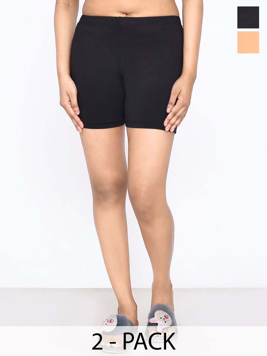 

RAPL Women Pack Of 2 Mid Rise Regular Fit Shorts, Black