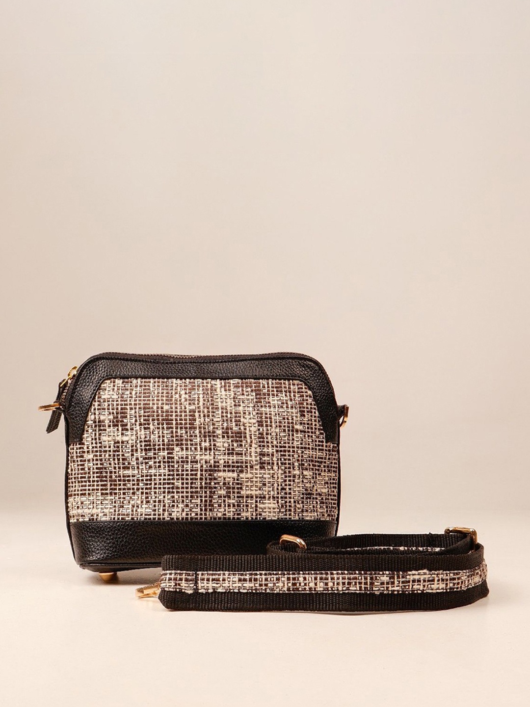 

Suave Bags Embellished Structured Handheld Bag, Black