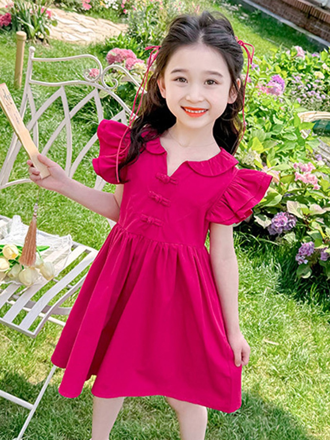 

LULU & SKY Peter Pan Collar Fit & Flare Dress, Pink
