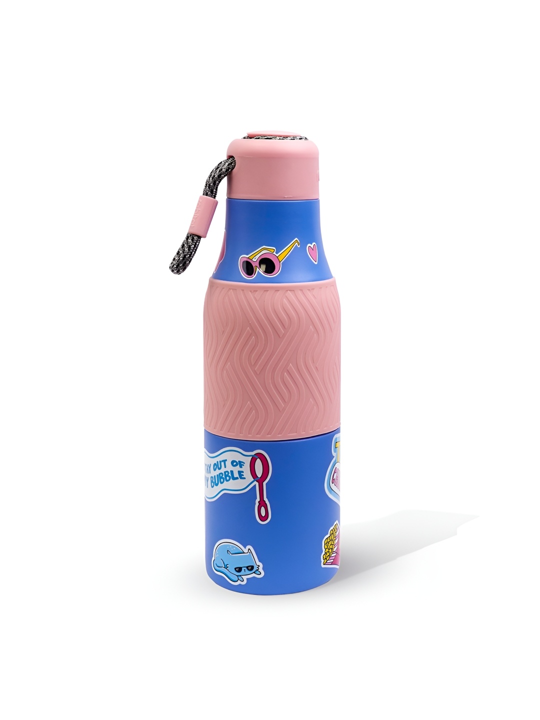 

Rabitat Zappy Pink & Blue Printed Stainless Steel Double Wall Vacuum Water Bottle 700 ml