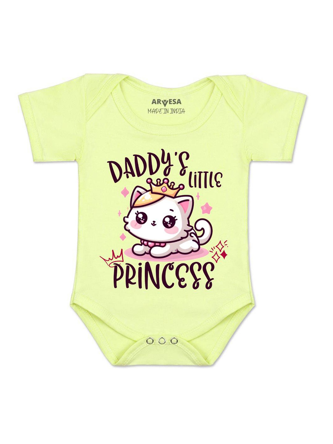 

Arvesa Kids Daddy Little Princess Printed Romper, Yellow