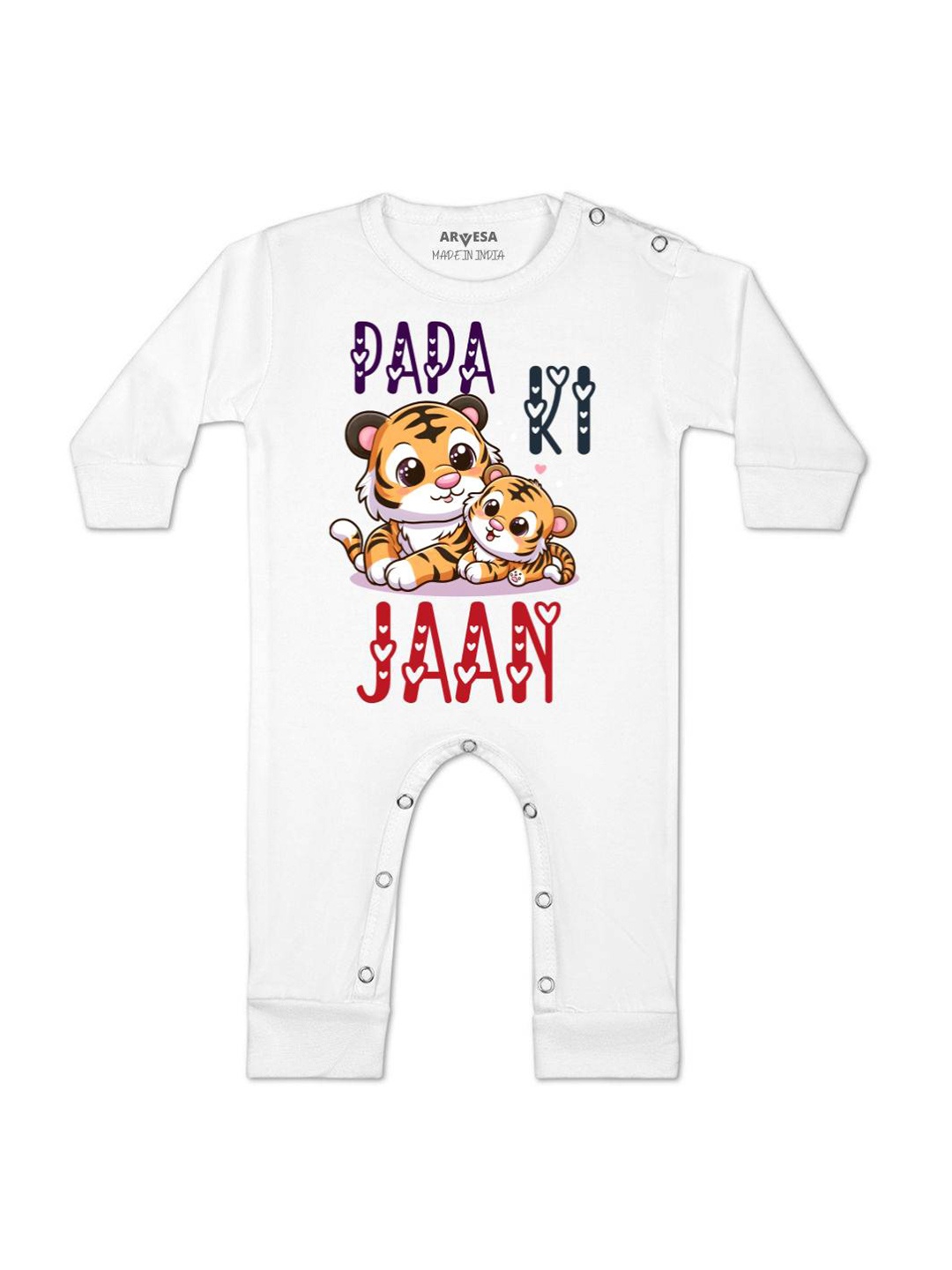 

Arvesa Kids Papa Ki Jaan Printed Baby Romper, White