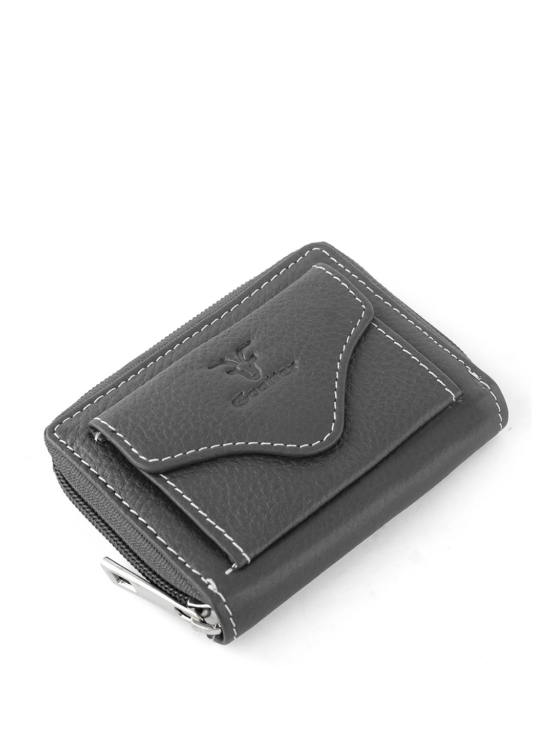 

Goatter Women Leather Zip Around Wallet, Grey