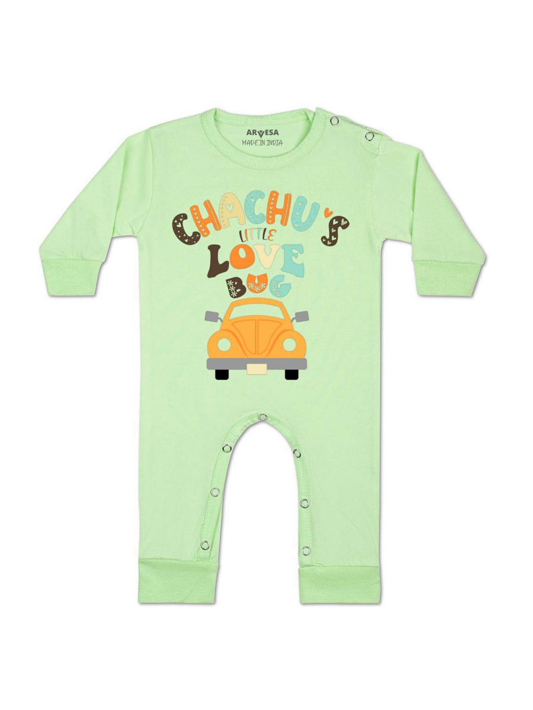 

Arvesa Kids Chachu Little Love Bug Printed Baby Romper, Green