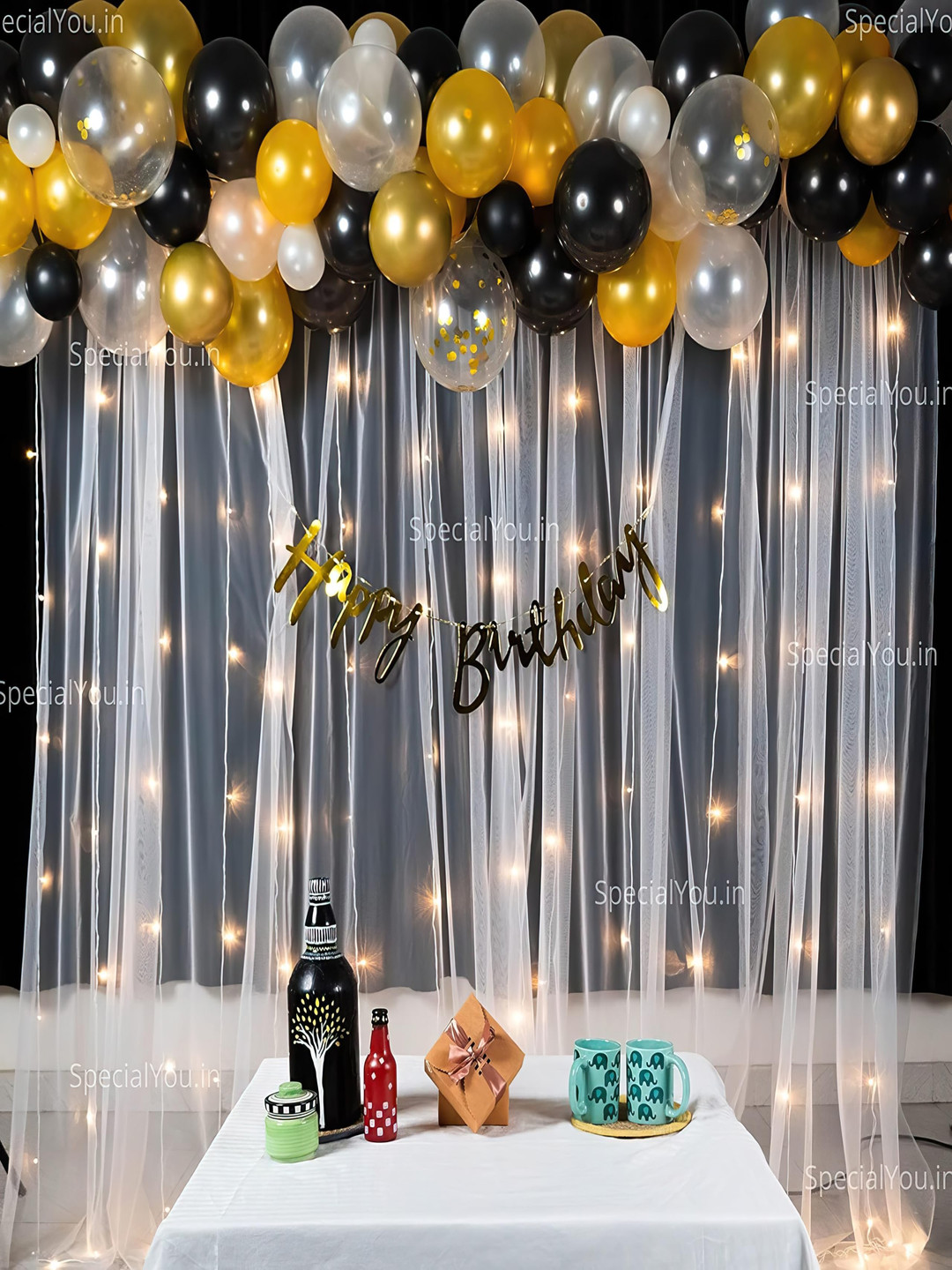 

Special You 72-Pcs White & Black Happy Birthday Decor