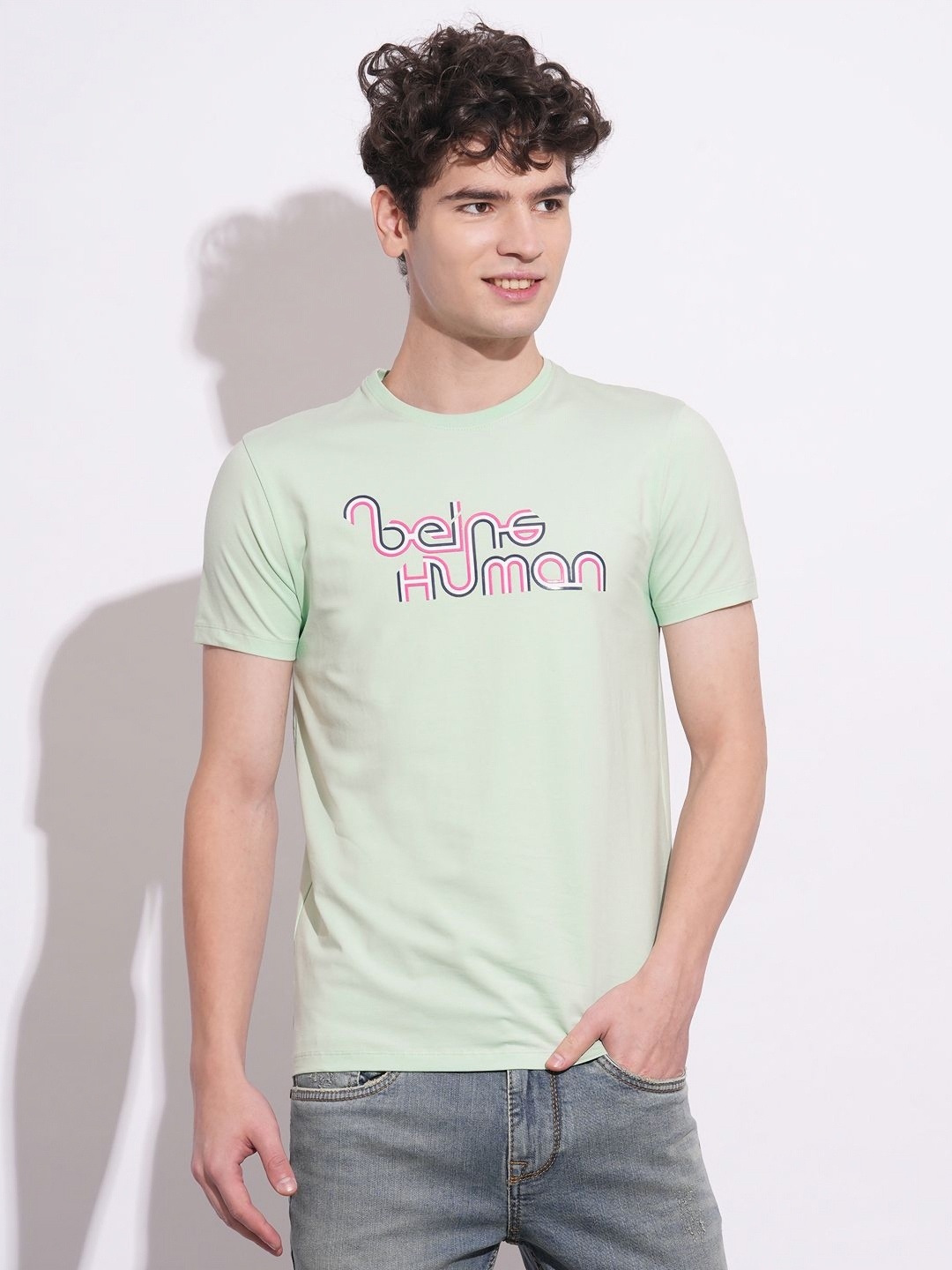 

Being Human Men Typography Printed Round Neck Cotton Slim Fit T-shirt, Green