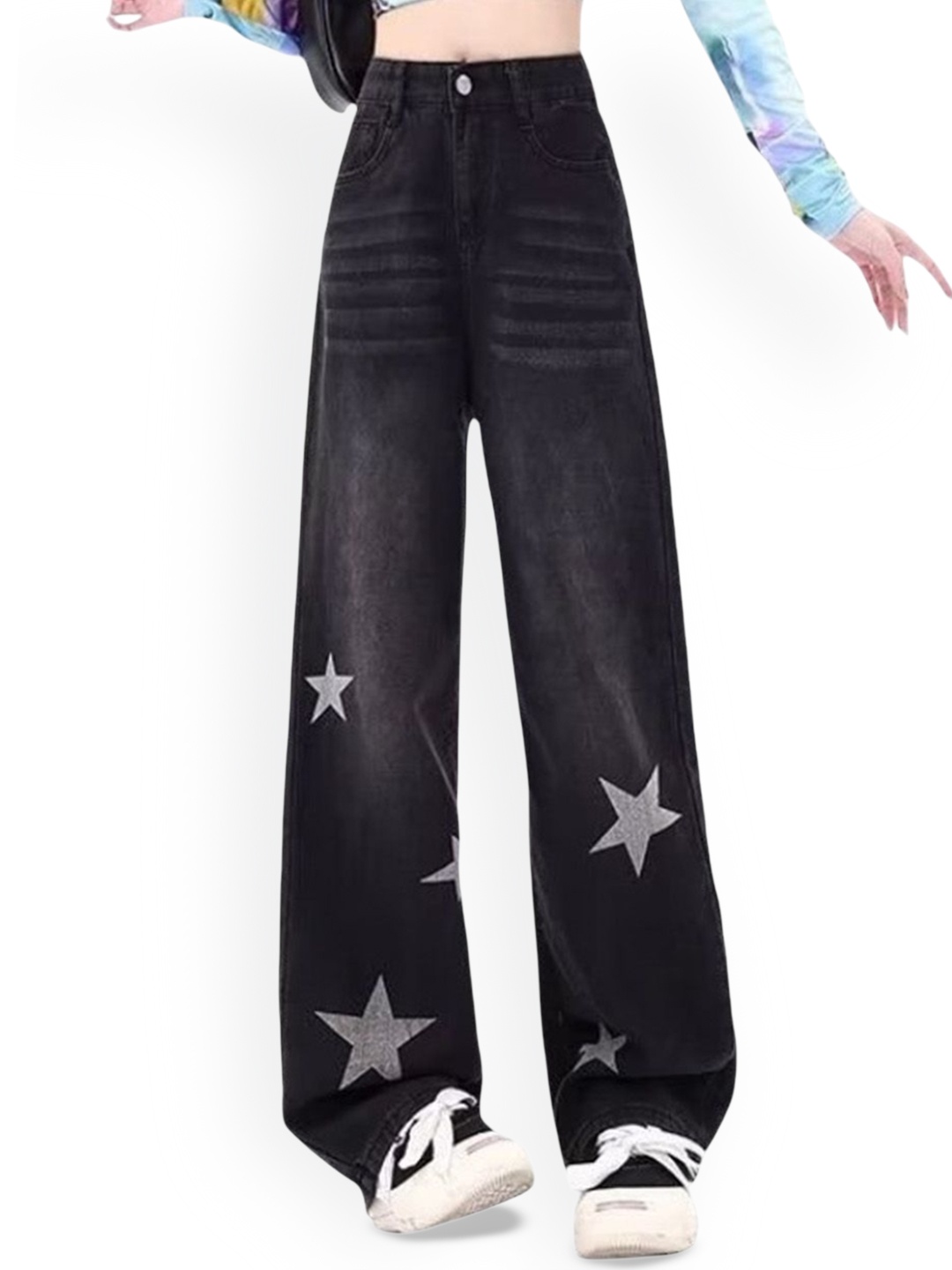 

StyleCast Women Highly Distressed Light Fade Jeans, Black