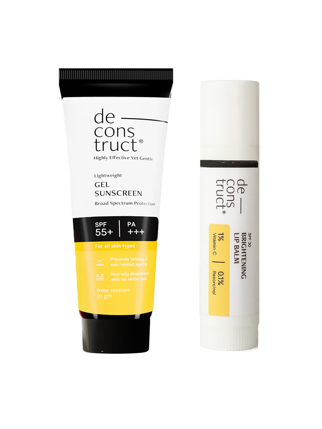 

deconstruct Set of Brightening Lip Balm - 4g & Gel Sunscreen - 50g, White