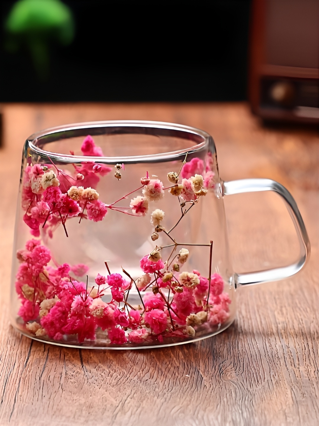 

BonZeaL Pink Floral Borosilicate Glass Transparent Finish Mug 170 ml