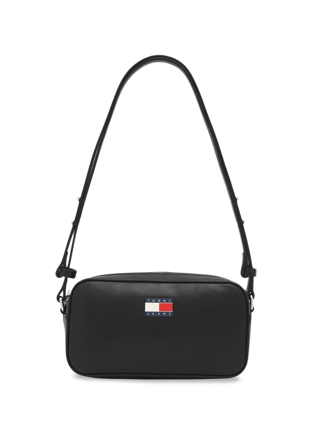 

Tommy Hilfiger PU Structured Sling Bag with Applique, Black