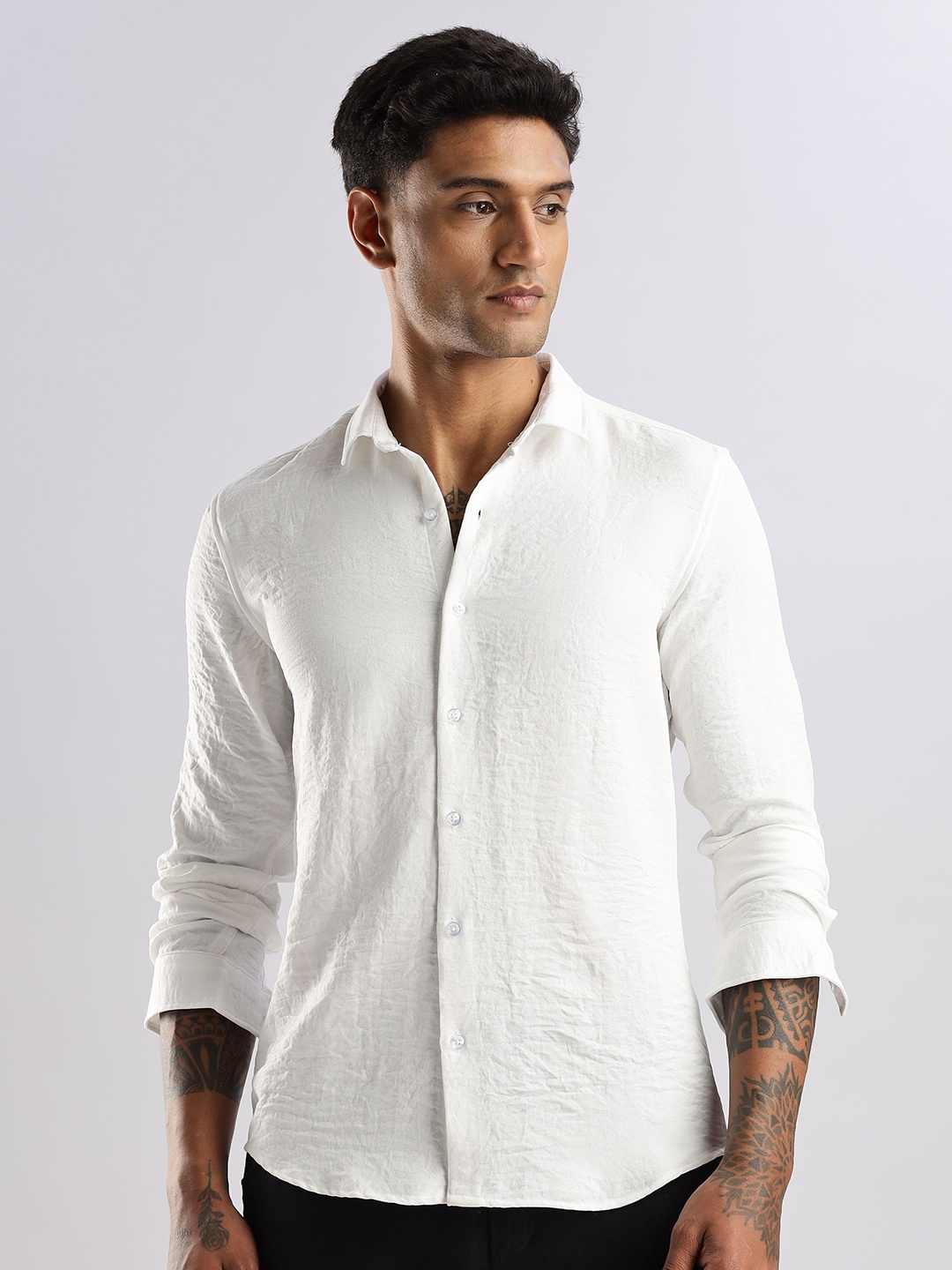 

THE BEETEL HOUSE Men Air Linen Like Regular Slim Fit Casual Shirt, White