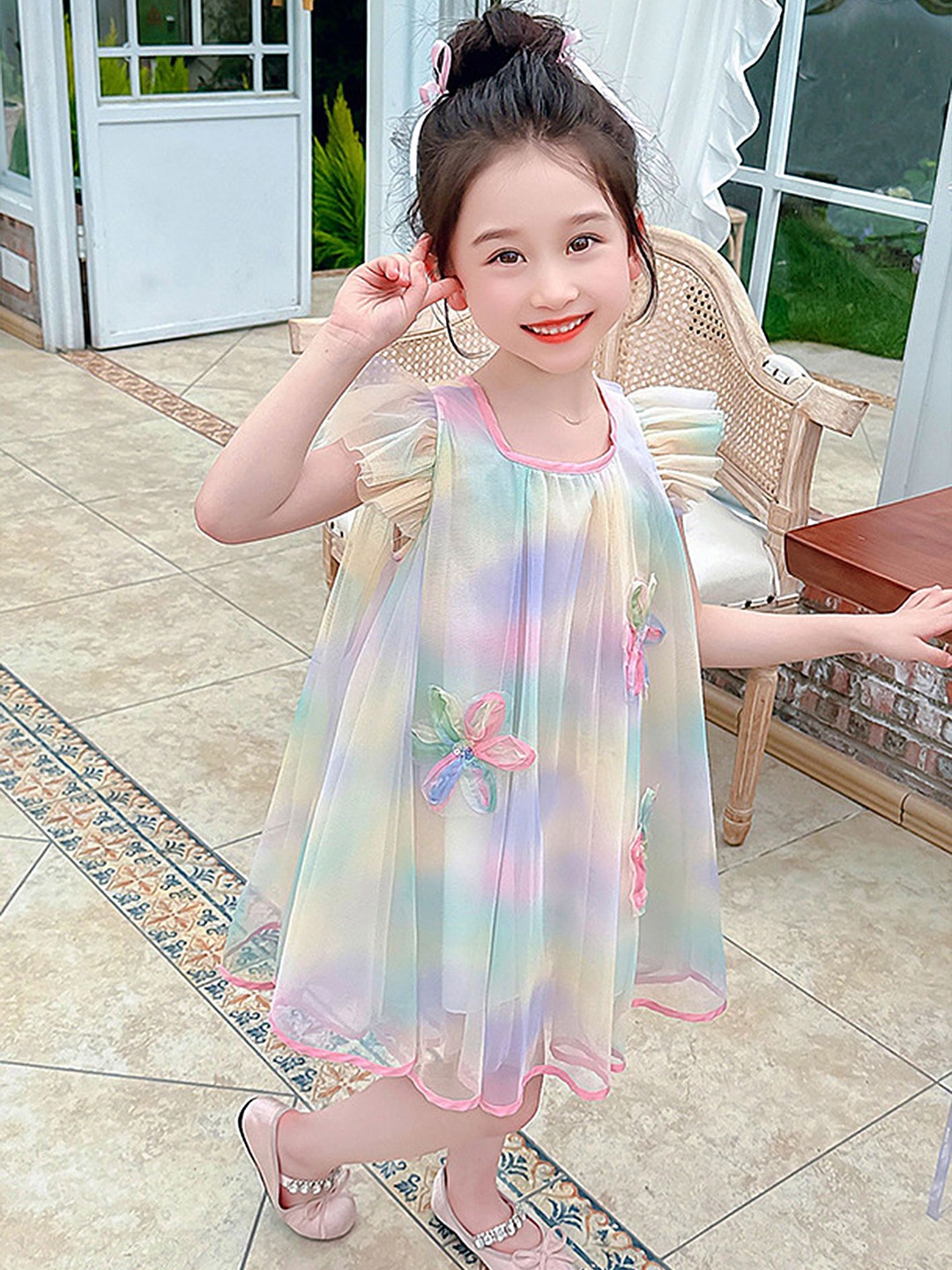 

LULU & SKY Floral Print Flared Sleeve A-Line Dress, Multi