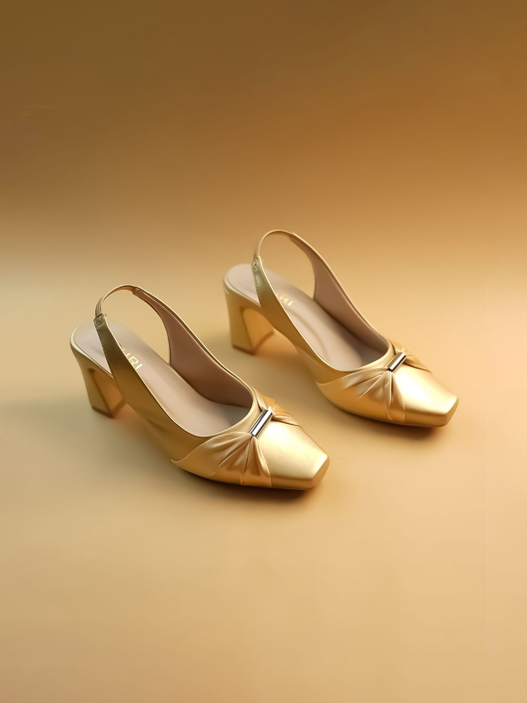 

Ozuri Party Block Pumps with Bows, Gold