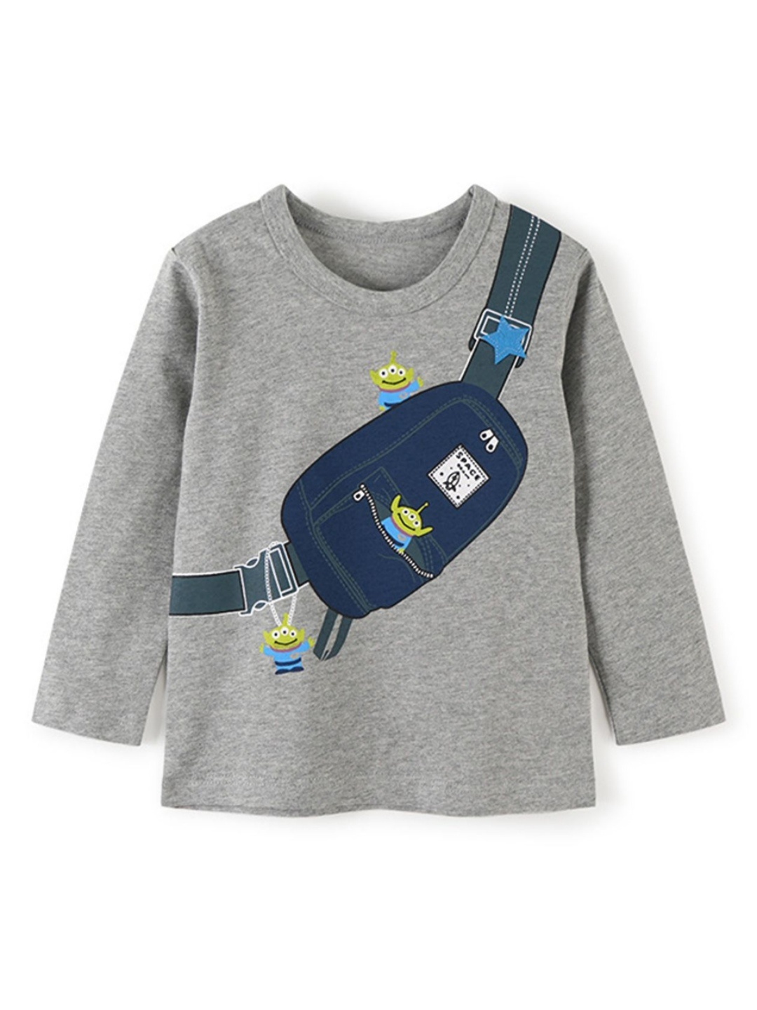 

LULU & SKY Boys Graphic Printed Round Neck Cotton T-shirt, Grey