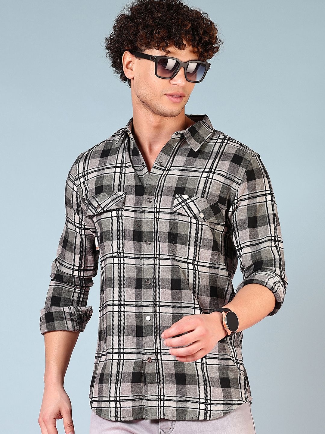 

V-Mart Men Tartan Checks Opaque Checked Casual Shirt, Green