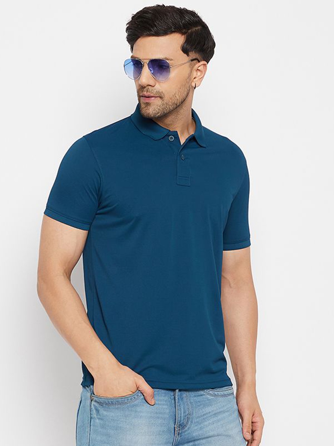 

98 Degree North Men Polo Collar T-shirt, Teal
