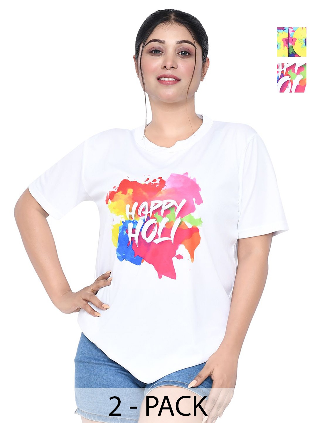 

RAPL Women 2 Printed Applique T-shirt, White