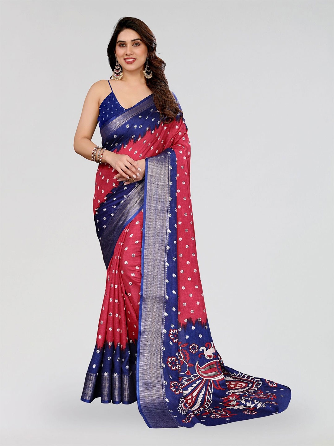 

Moda Rapido Bandhani Zari Silk Blend Saree, Maroon